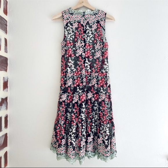 Erin Erin Fetherston Lily Of The Valley Floral Lace Sheer Sleeveless Dress Sz 2 - Picture 2 of 7